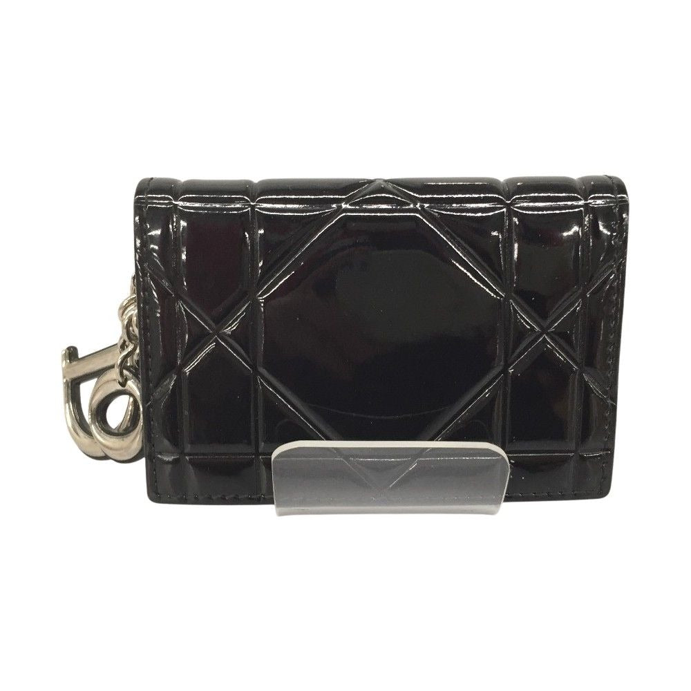 Christian Dior Enamel Cannage Card Case Black