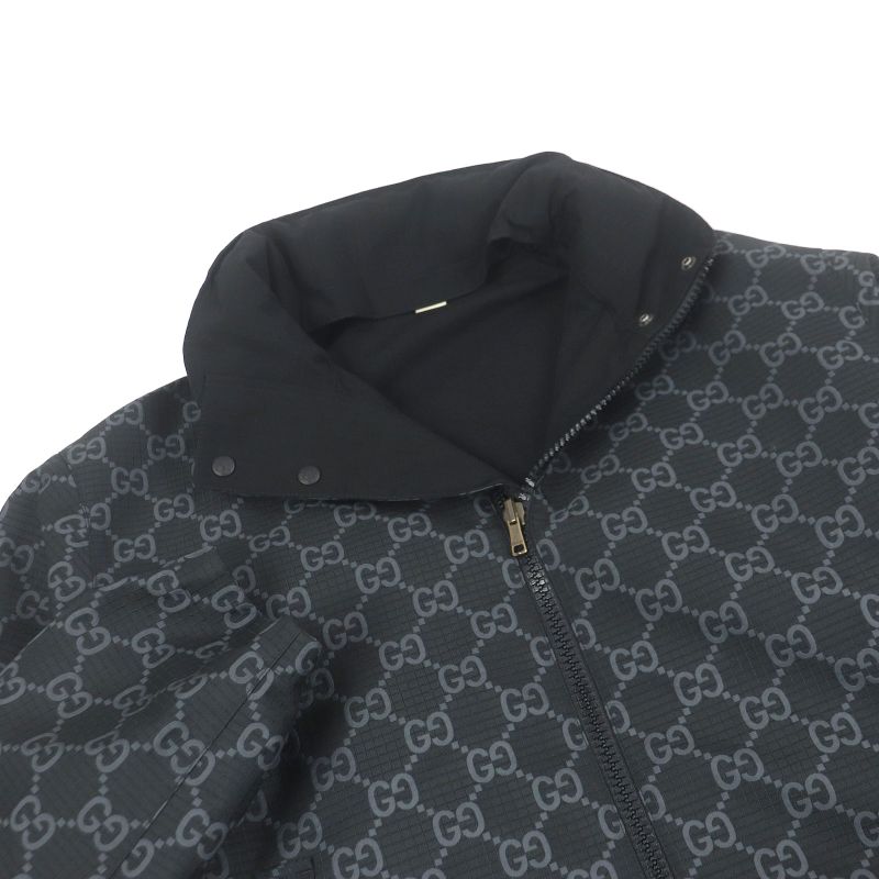 Gucci 770276 GG Ripstop Nylon Reversible Blouson Jacket Black 50 Made In Italy