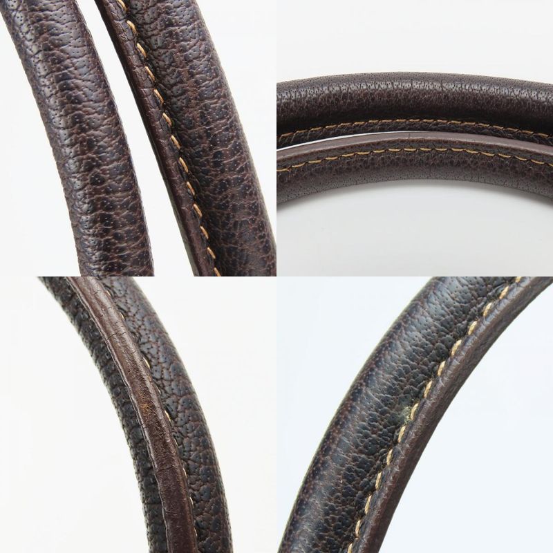 Hermes Handbag Garden Party PM Canvas Leather Beige Dark Brown Silver Hardware