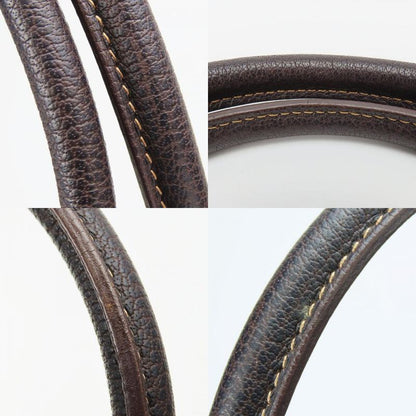 Hermes Handbag Garden Party PM Canvas Leather Beige Dark Brown Silver Hardware