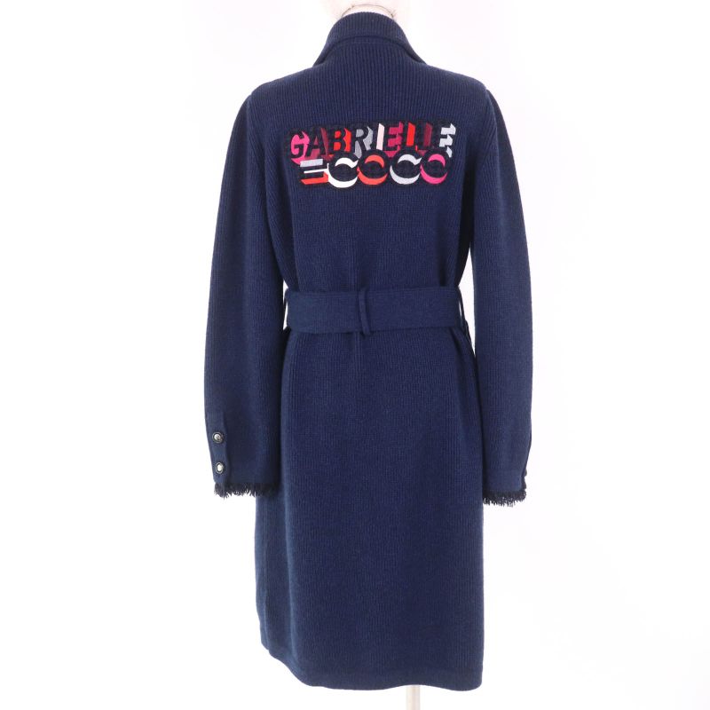 CHANEL 17B P57290k07490 Gabrielle COCO 100% Cashmere Coco Mark Button Knit Coat