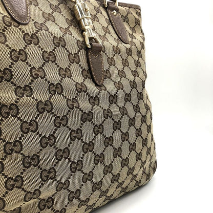 Gucci 145818 Tote Bag New Jackie GG Canvas Brown Beige Ladies Men Fashion