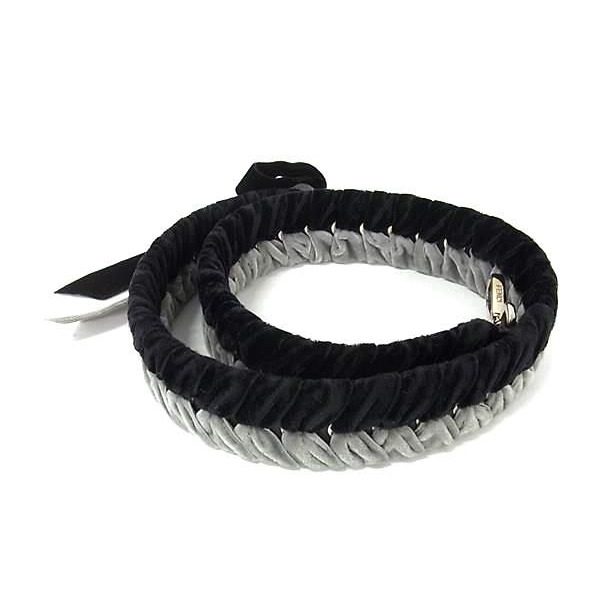 Fendi Velour Ribbon Strap Shoulder Black Gray — view 2