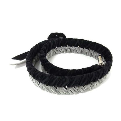 Fendi Velour Ribbon Strap Shoulder Black Gray — view 2