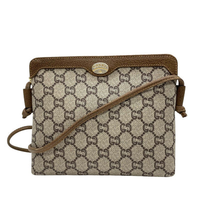 Gucci Plus GG Leather Shoulder Bag Monogram Classic Beige Gray Brown Gold — view 2