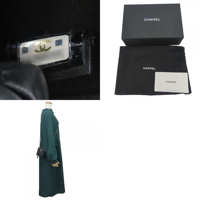 Chanel Shoulder Bag Matelasse Leather Black Gold Hardware Mini Bag 22A Coco