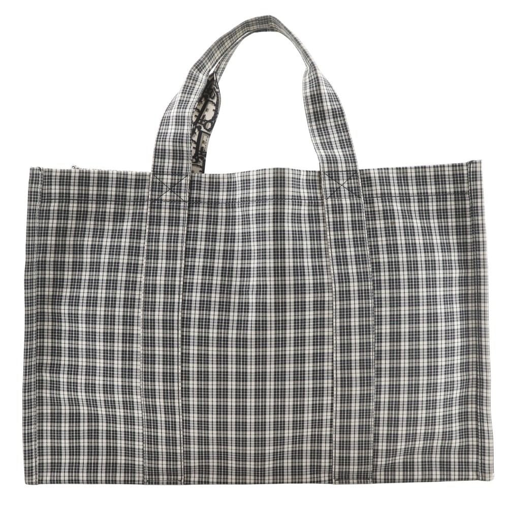Dior Tote Check Cotton Black White