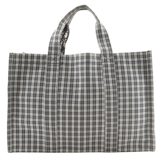 Dior Tote Check Cotton Black White