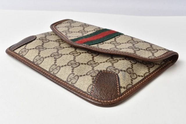 Gucci Clutch Pouch Multi Pouch Vintage GG Brown Beige