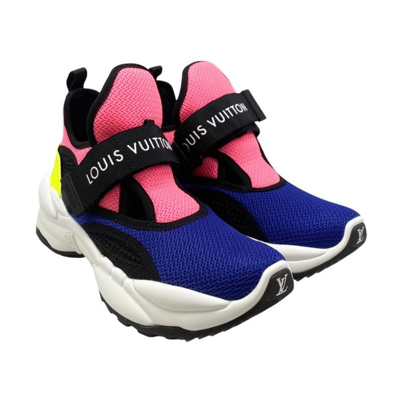 Louis Vuitton Sneakers Run 55 1a9pdc Size 35 Logo Mesh Blue Pink Black Louis
