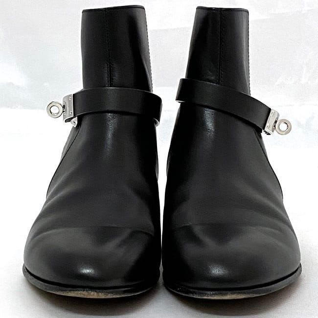 Hermes Short Boots Black Silver Hardware Kelly
