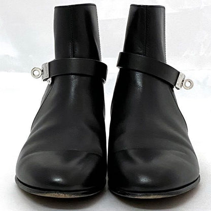 Hermes Short Boots Black Silver Hardware Kelly