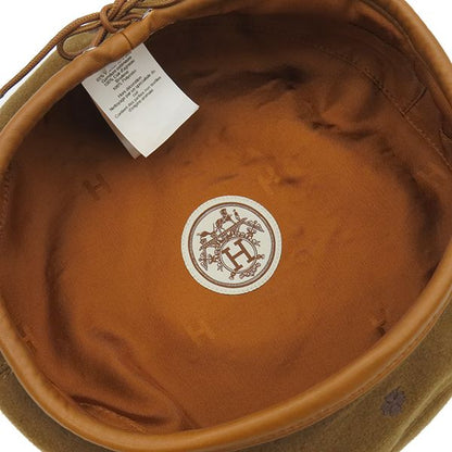 Hermes Beret Saint Honore Cashmere Brown 58 Brown Piping