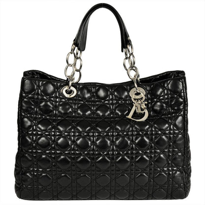 Dior Lady Dior Tote Bag Leather Black Silver Hardware