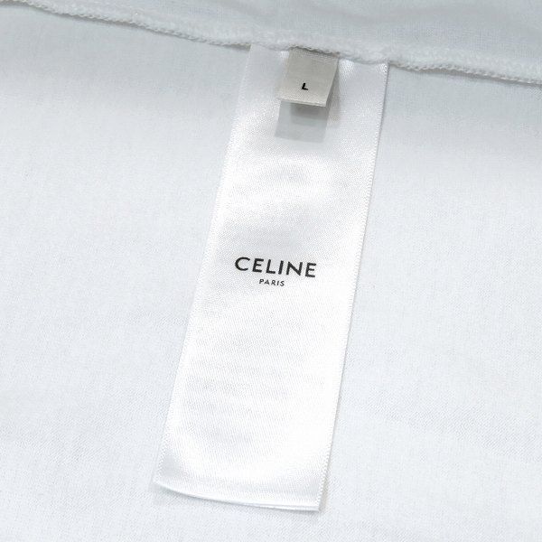Celine White Size L Loose Fit Logo Print 2x764671q Apparel Cut And Sewn Men's
