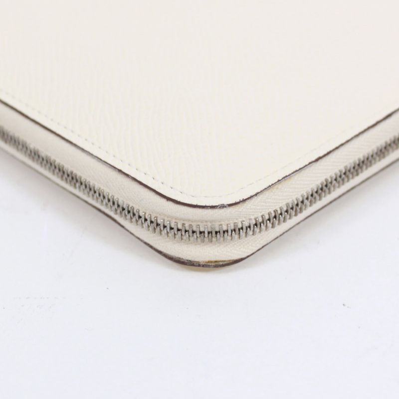 Hermes Azap Long Classic Machete Vaux Epson Off White Wallet Silver