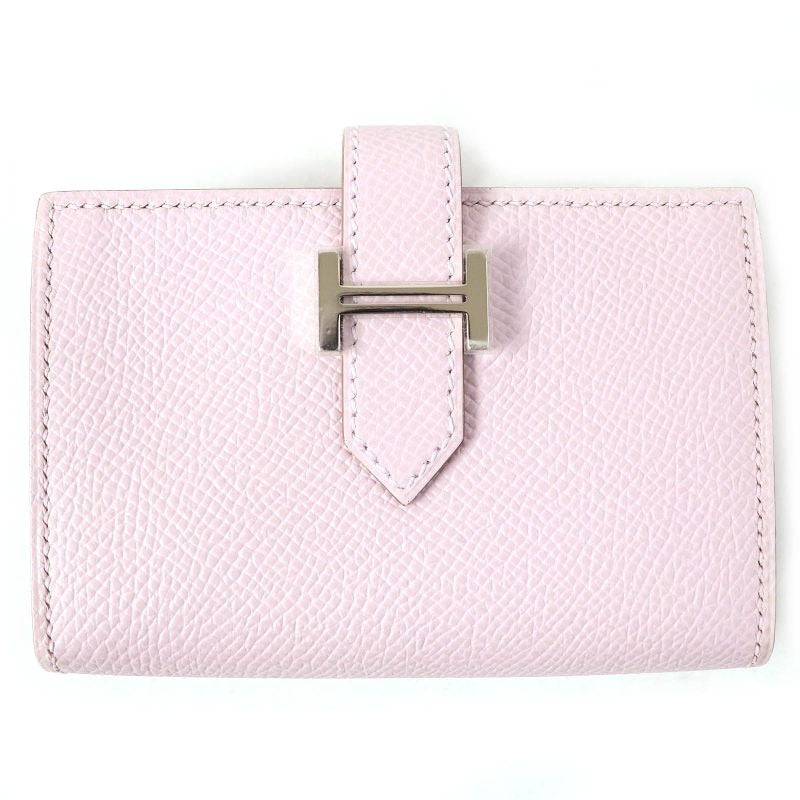 Hermes Bearn Mini Mauve Pere Silver Hardware Vaux Epson Compact Wallet Bifold
