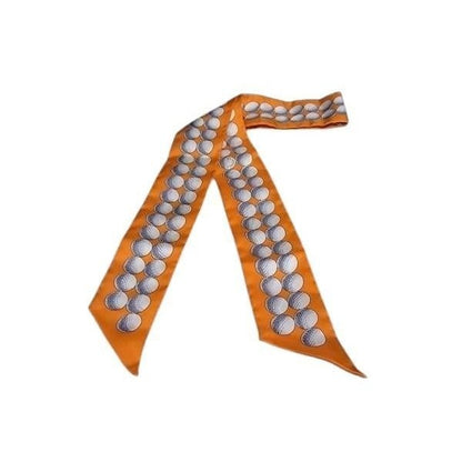 Hermes Ribbon Scarf Twilly Orange Silk Balls de Golf