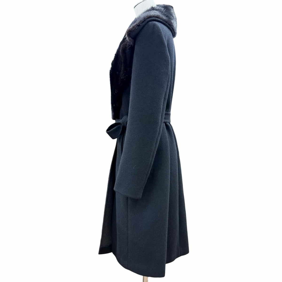 Fendi Cashmere Silk Lining Mink Long Coat with Belt Black 42 Garment — view 2