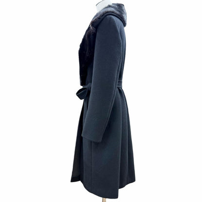 Fendi Cashmere Silk Lining Mink Long Coat with Belt Black 42 Garment — view 2