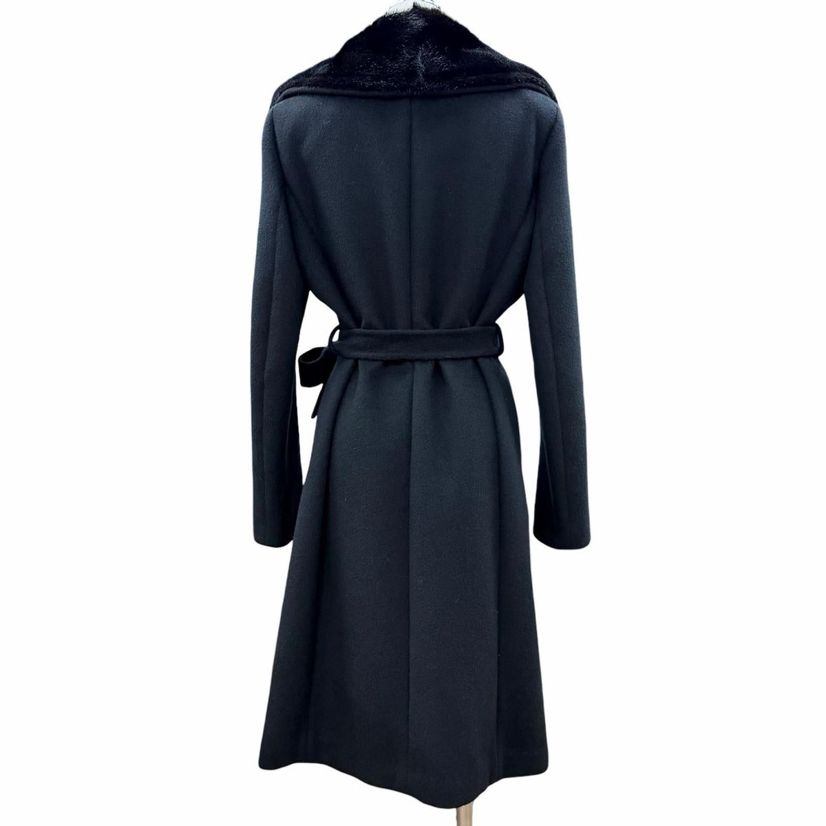 Fendi Cashmere Silk Lining Mink Long Coat with Belt Black 42 Garment — view 3