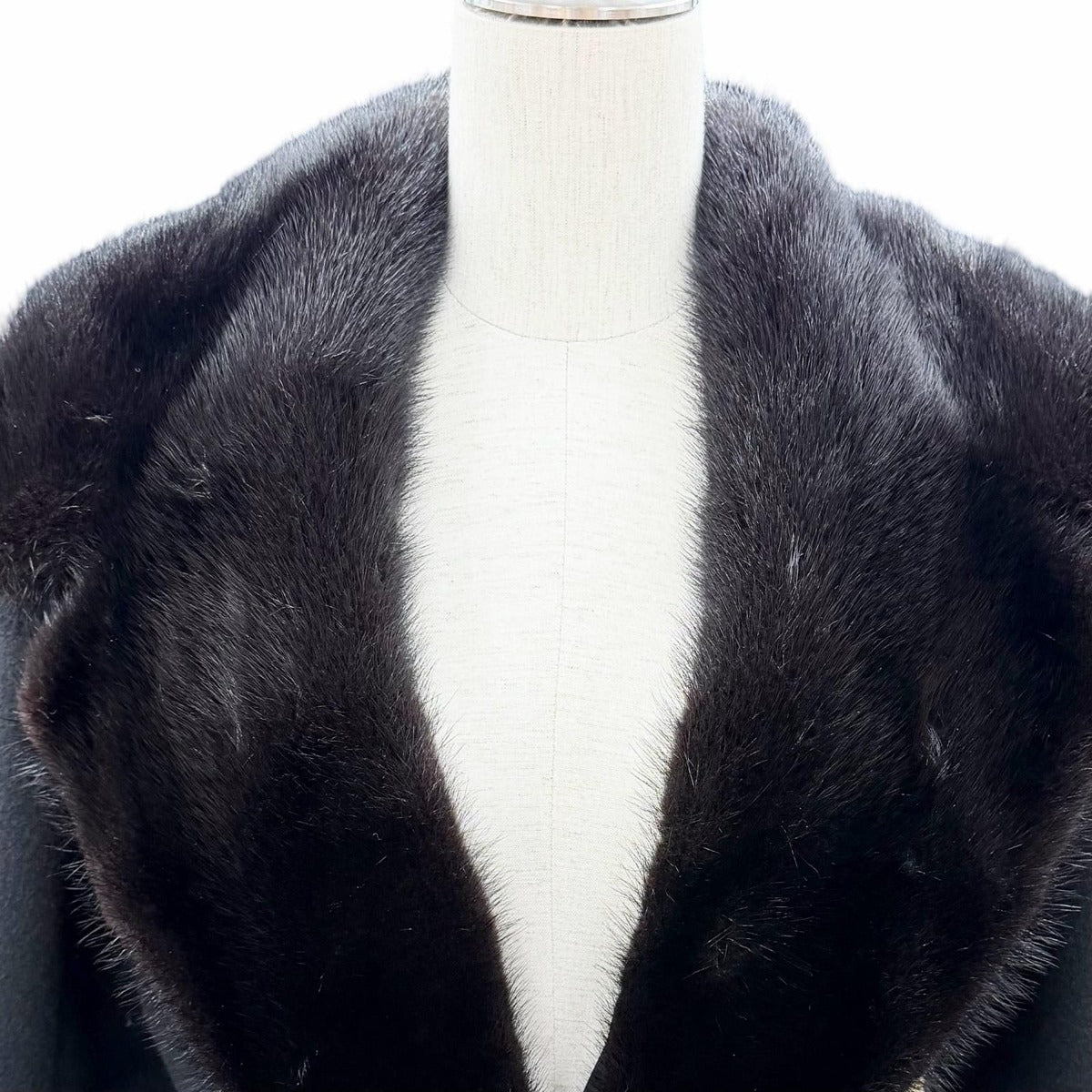 Fendi Cashmere Silk Lining Mink Long Coat with Belt Black 42 Garment — view 4