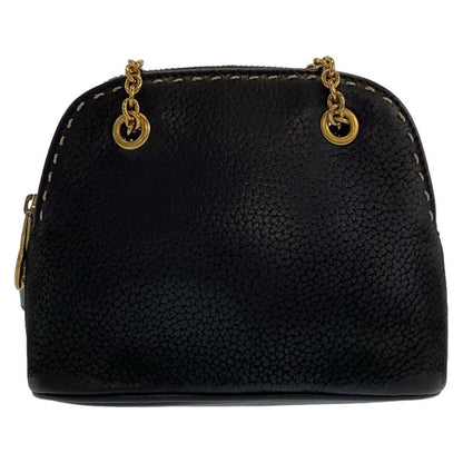 Celine Vintage Triomphe Black Leather Mini Shoulder Bag Accessory Pouch