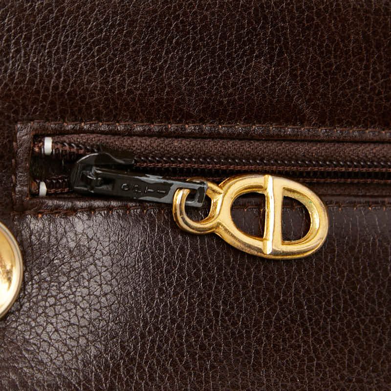 Dior CD Logo One Shoulder Bag Brown Leather Women's Dior