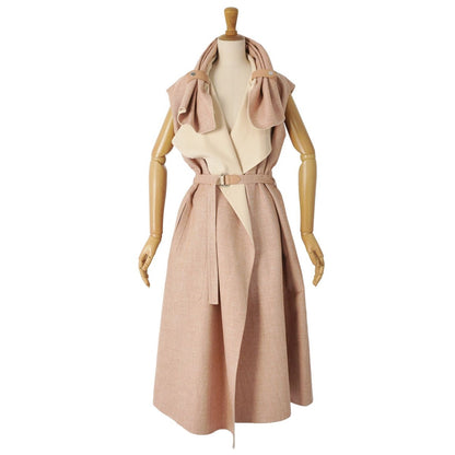 Hermes Wrap Coat Long Gilet Sleeves Beige Size — view 2