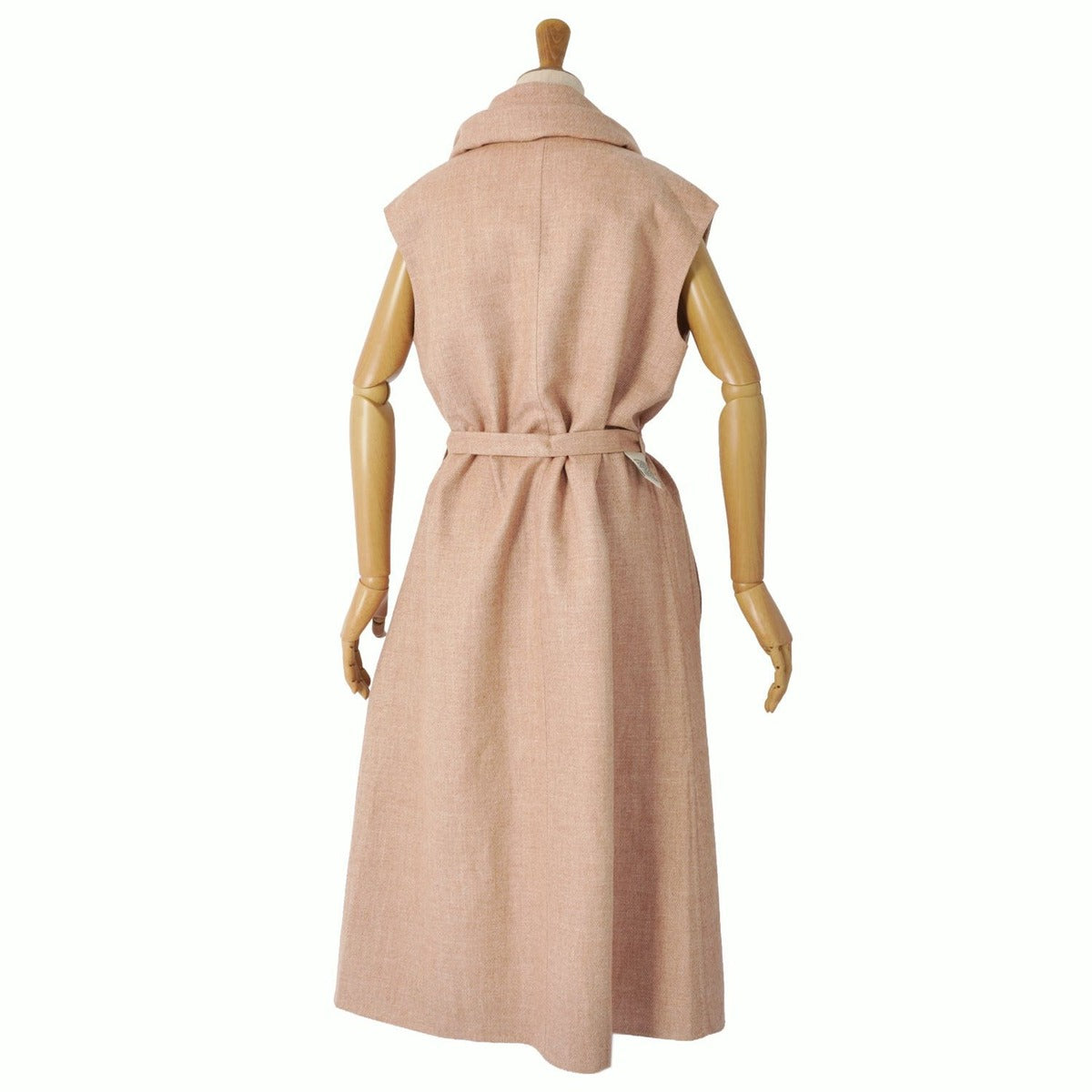 Hermes Wrap Coat Long Gilet Sleeves Beige Size — view 5