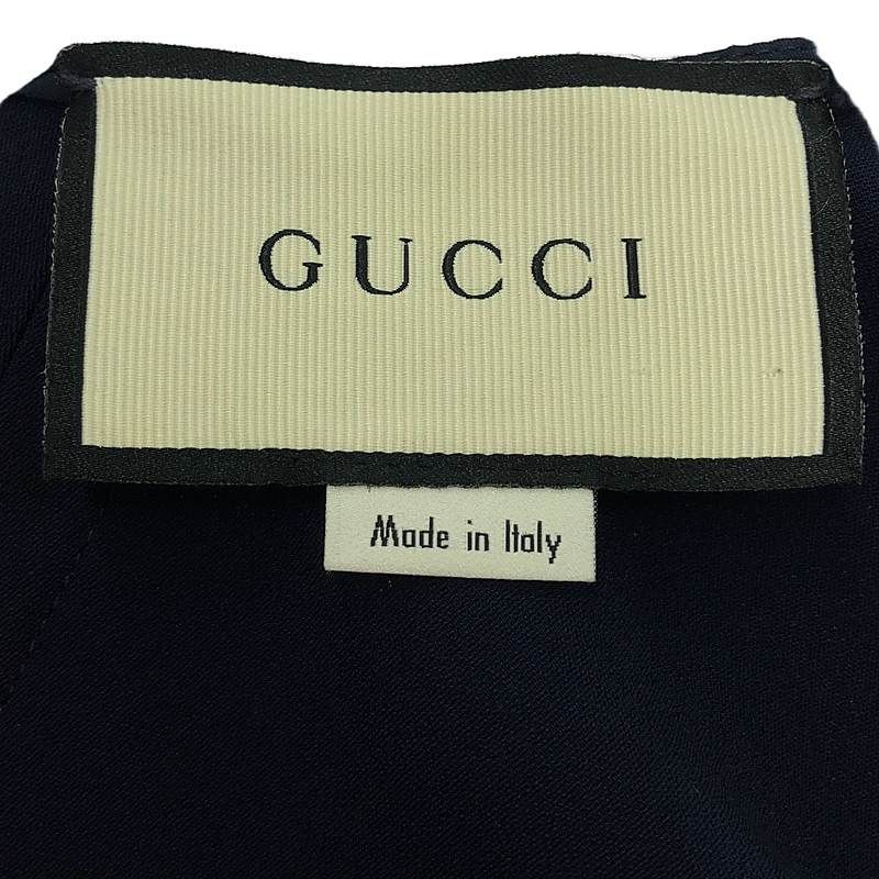 Gucci | 2018aw | Alessandro Michele Period Sherry Line Rayon Dress | 42 | Navy