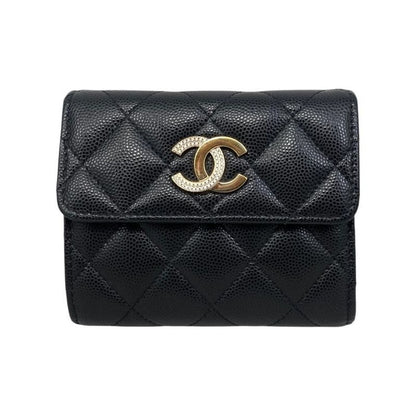 Chanel Trifold Wallet Flap Wallet Ap4175 Matelasse Caviar Skin Coco Mark