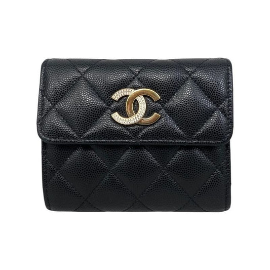 Chanel Trifold Wallet Flap Wallet Ap4175 Matelasse Caviar Skin Coco Mark