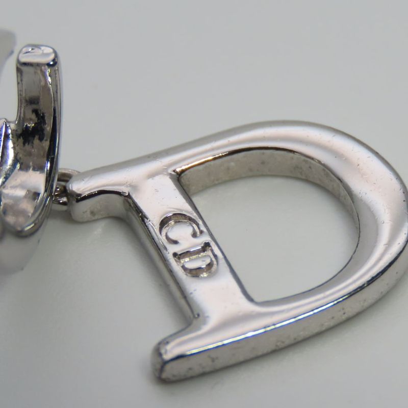 Christian Dior Earring Swing Metal Silver CD Logo Accessory Plated Ladies Women