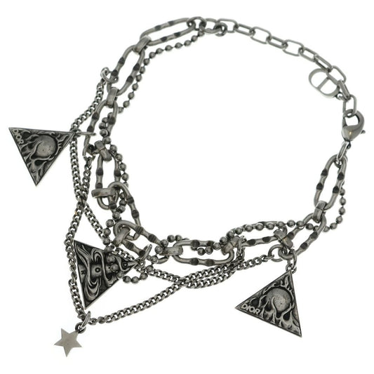 Dior Bracelet Buckle Chain Link Monogram CD Silver