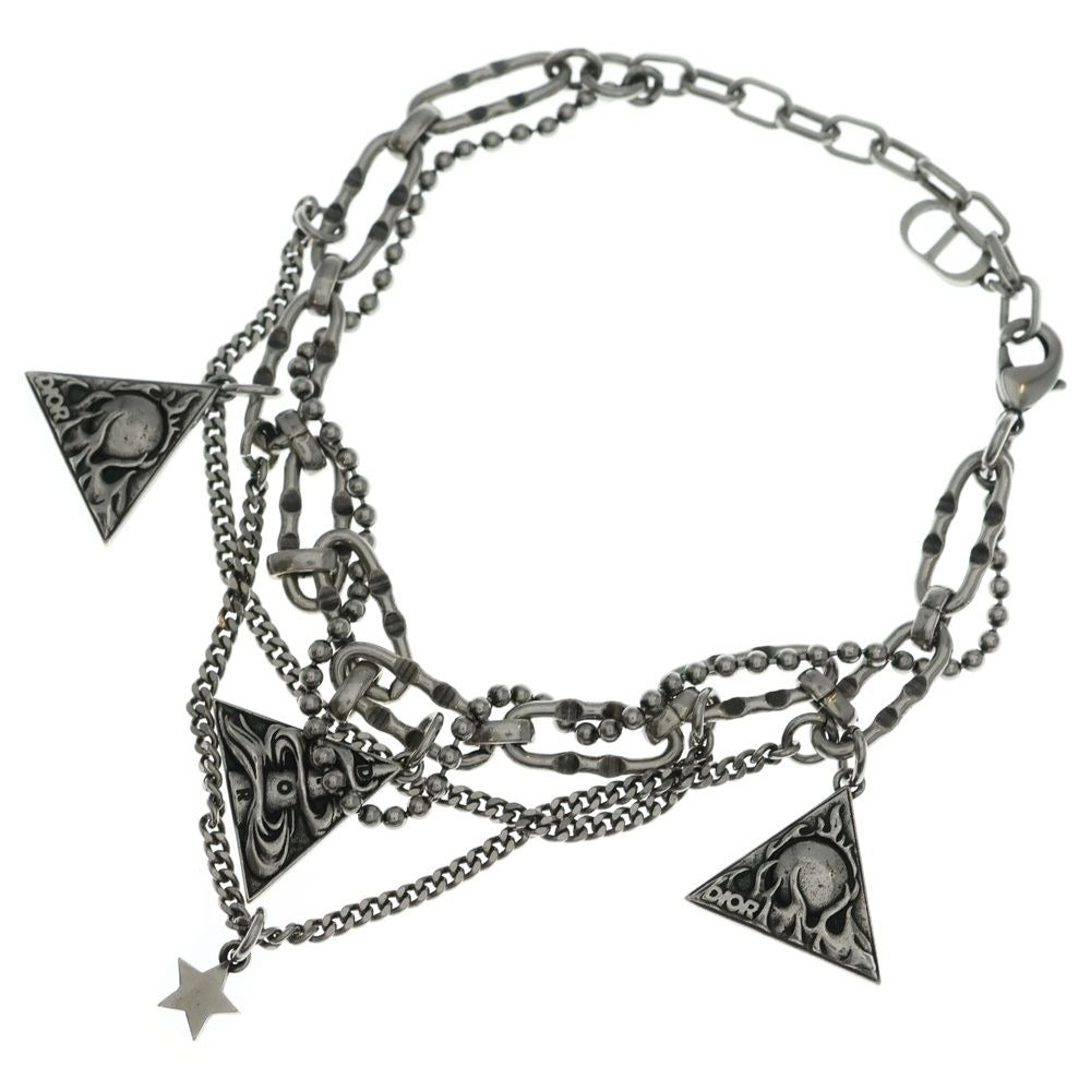Dior Bracelet Buckle Chain Link Monogram CD Silver