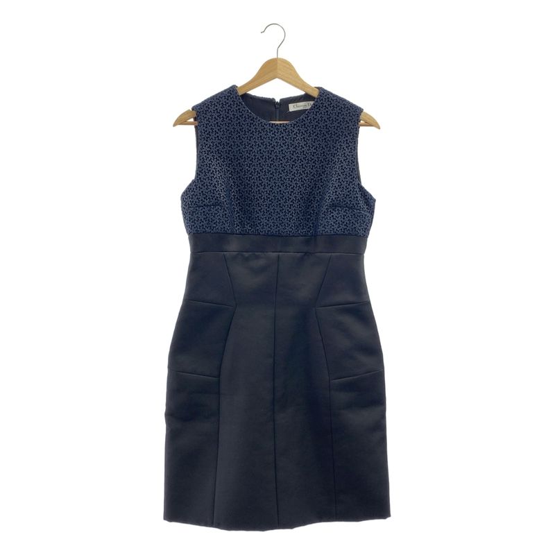 Christian DIOR - Flower Lace Back Zip Sleeveless Dress Fully Lined - 38 - Black