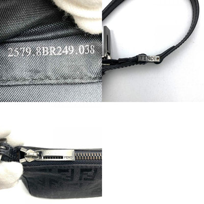 Fendi 8br249 Zucchino Accessory Pouch Mini Bag Canvas Leather Black Women