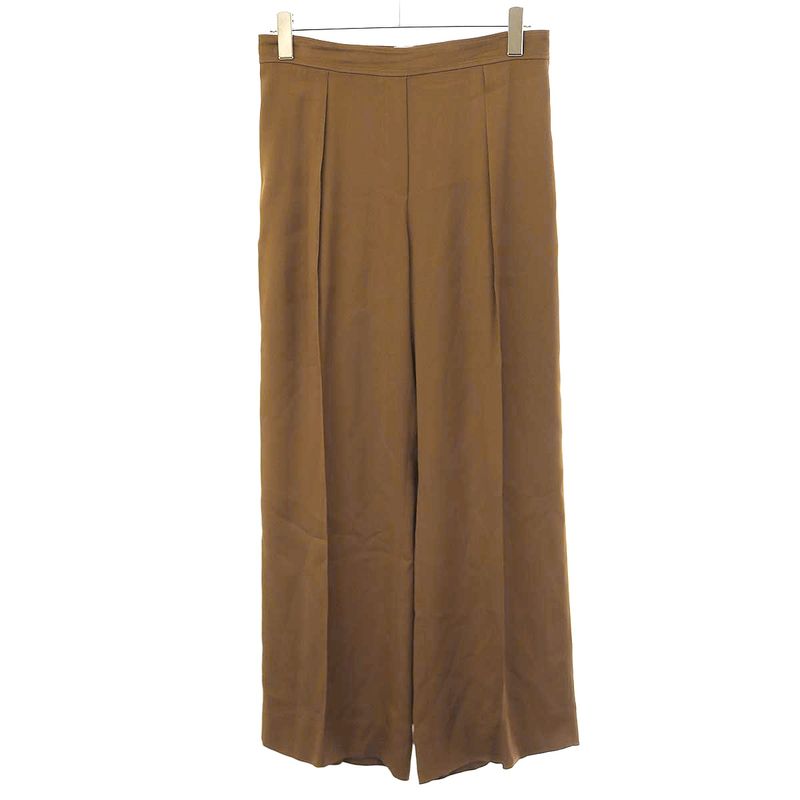 Hermes 1 Pleated Rayon Wide Trouser Pants Brown 42