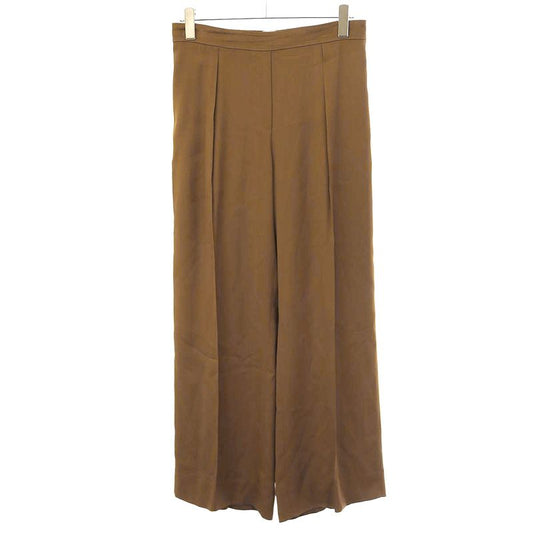 Hermes 1 Pleated Rayon Wide Trouser Pants Brown 42