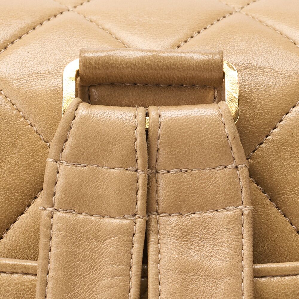 Chanel Shoulder Bag Backpack Bag Lambskin Matelasse Turnlock Beige With Gold