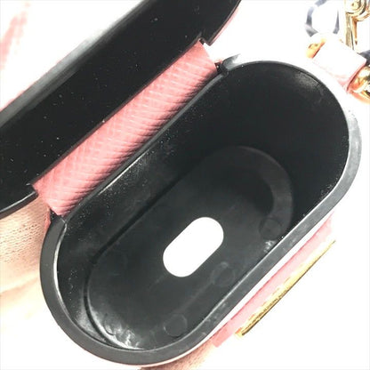 Prada Air Pods Case Triangle Logo Saffiano Leather Strap Pink Shoulder Bag