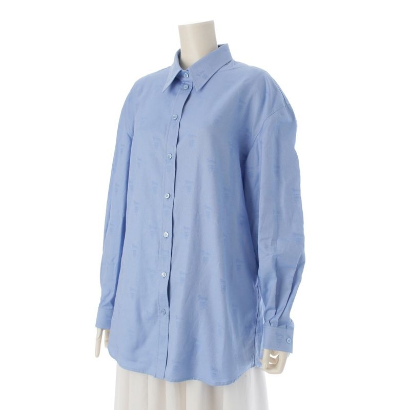 Gucci Cotton Oxford Long Sleeved Shirt Top 776414 Blue 40