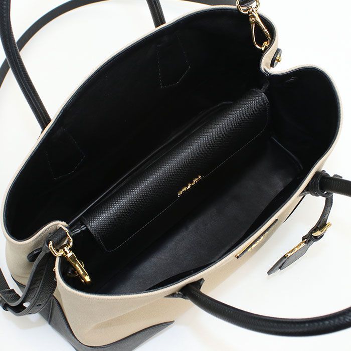 Prada 2WAY Canapa Bn2887 Tote Bag Canvas Saffiano Leather Women