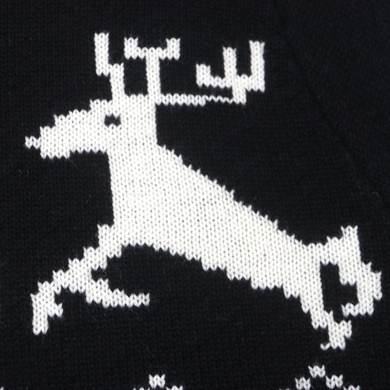  Saint Laurent Paris 2021 694838 100% Wool Reindeer Pattern Nordic Knit