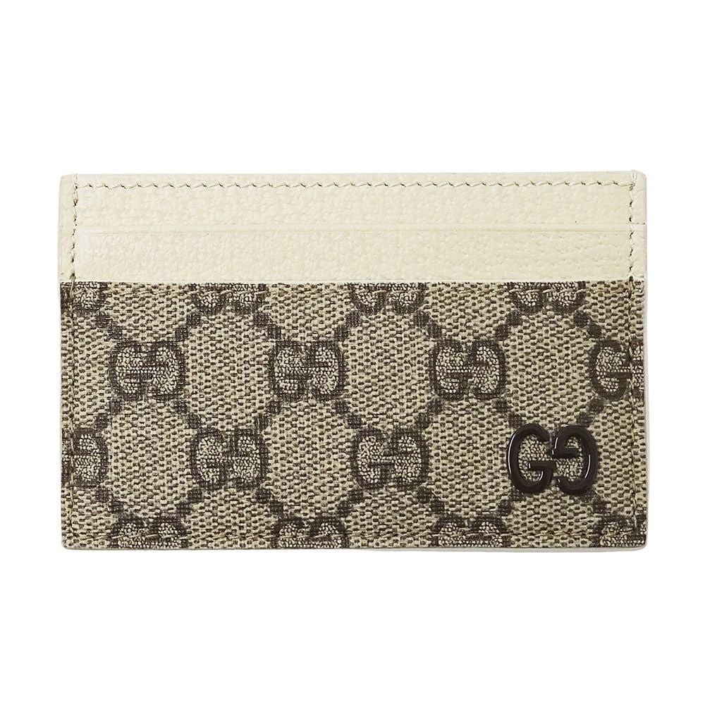 Gucci Card Case Women S Men Brand GG Supreme Leather Beige Brown White