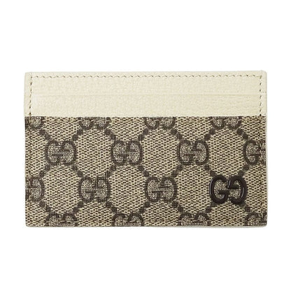 Gucci Card Case Women S Men Brand GG Supreme Leather Beige Brown White