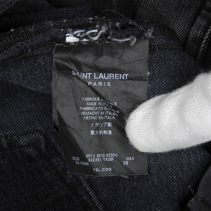Saint Laurent Paris D02 W Sk-mw Eddie Period Zip Hem Black Denim — view 7