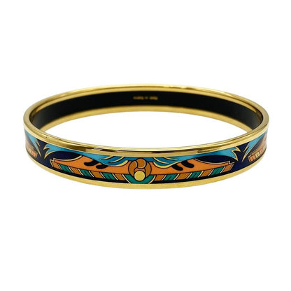 Hermes Emile PM Bangle Cuff Enamel Multicolor Gold Hardware Women