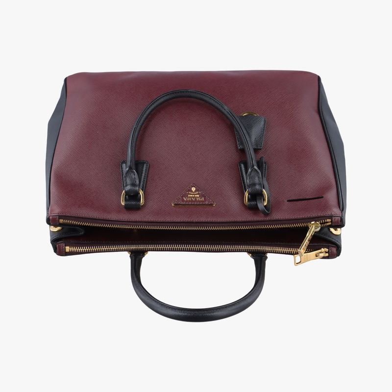 Prada Galleria Wine Red And Black Saffiano Leather Bn22747 V 208